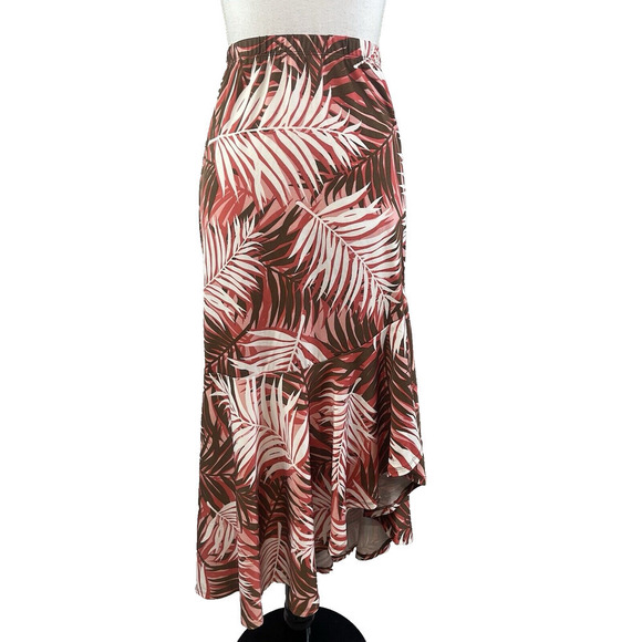Antthony Skirt Plus size 1X Brown Coral Slinky Tropial High Low Stretch Cruise - Picture 1 of 11